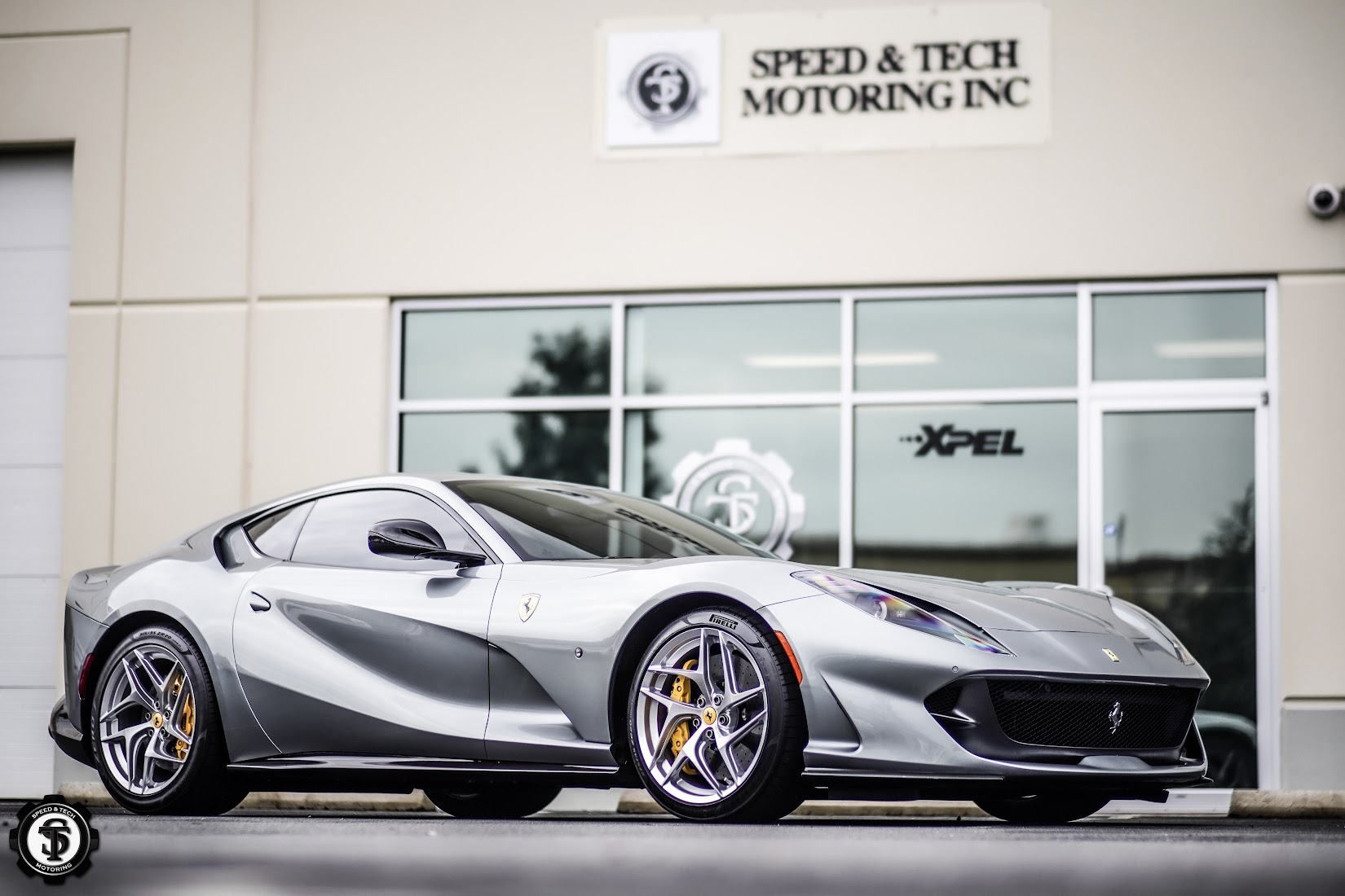 Ferrari SF90 showcasing enhanced auto protection and stylish restyling after service at Speed and Tech Motoring in Sterling, VA