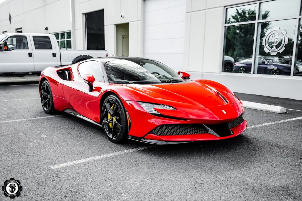 Ferrari SF90 after auto detailing service at Speed and Tech Motoring in Sterling, VA.