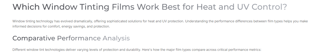 Window Tinting Films Work Best for Heat and UV Control