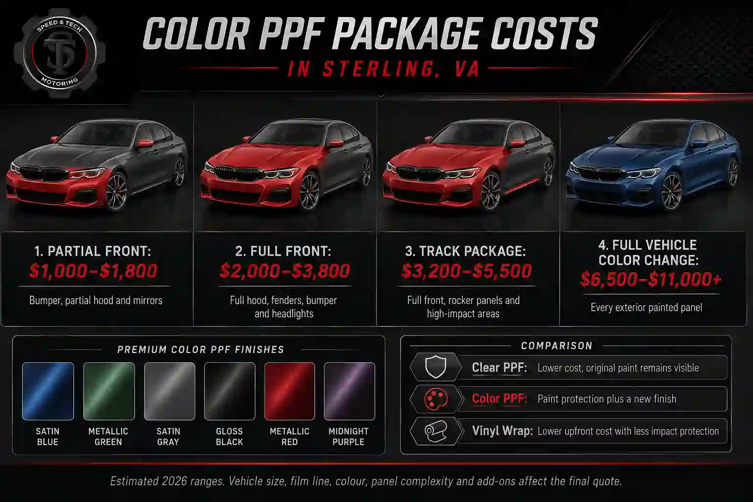 Color PPF Package Prices in Sterling, VA by Speed & Tech Motoring